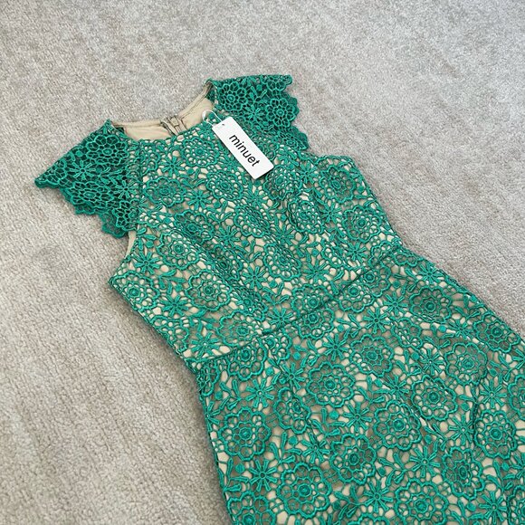 NWT Minuet Green Lace Dress S - Picture 3 of 9